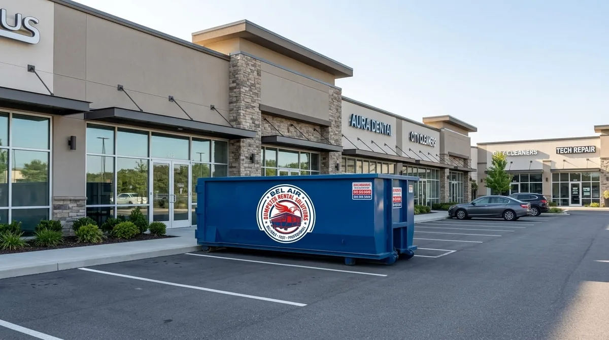 Roll-off dumpster truck delivering in Bel Air